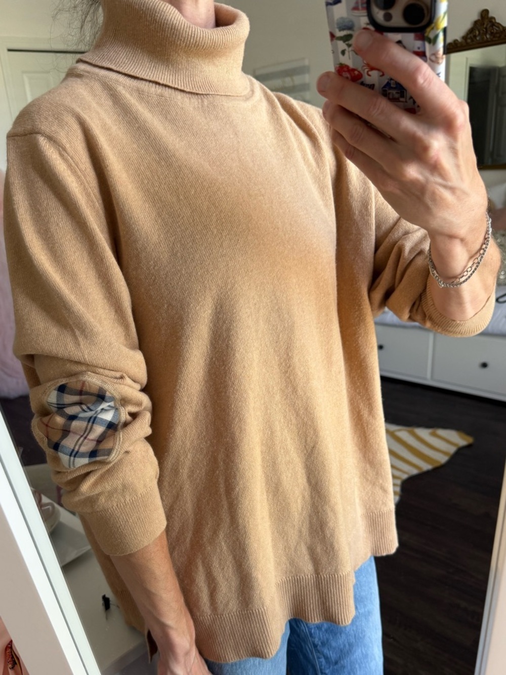 Barbour Pendle Roll Collar Wool Blend Camel Turtleneck US 14